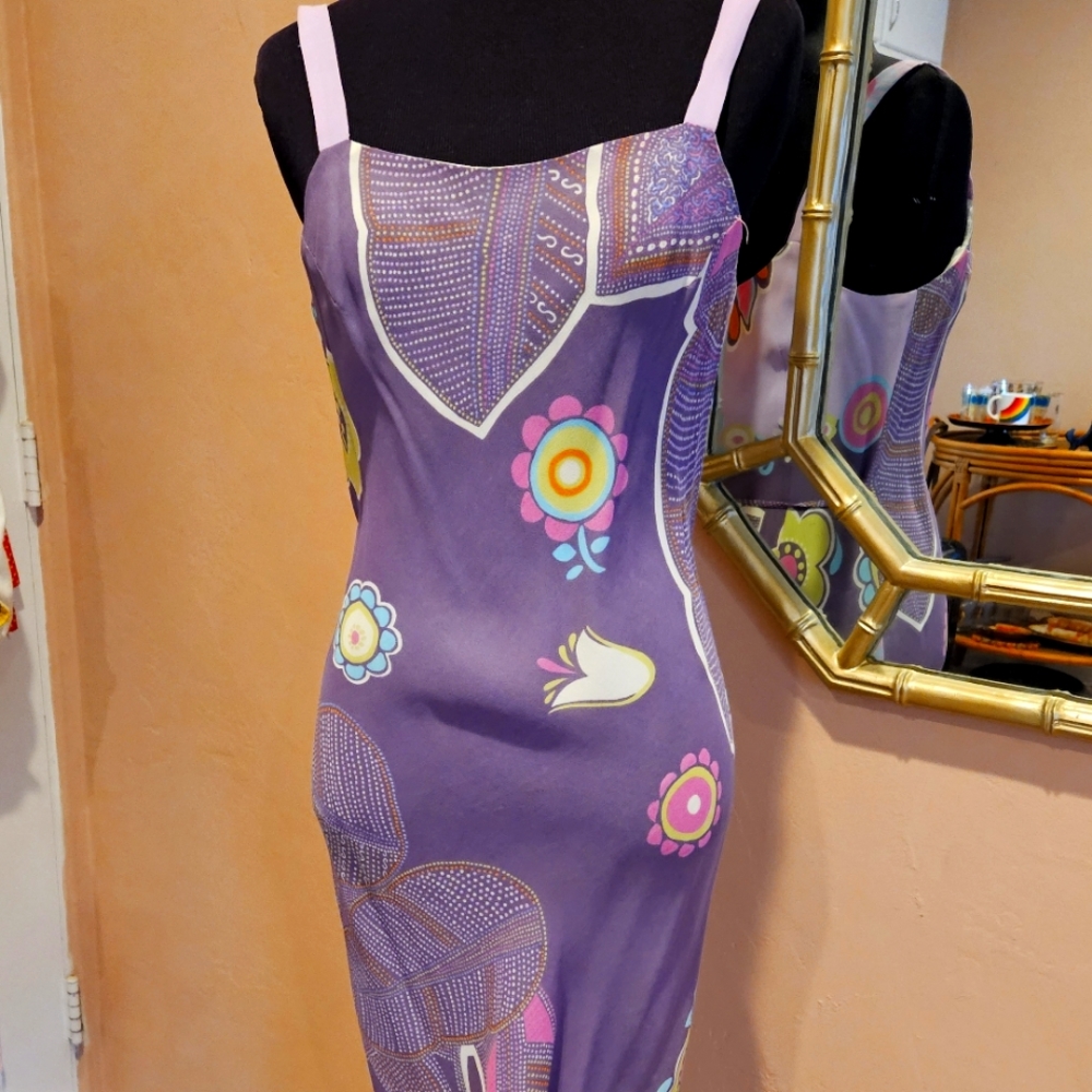 Vintage 90s Tessuto Purple Floral Wiggle Dress 💜